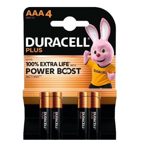 DURACELL PLUS POWERBOOST BATTERIE ALCALINE MINISTILO AAA CONF 4 Pz.